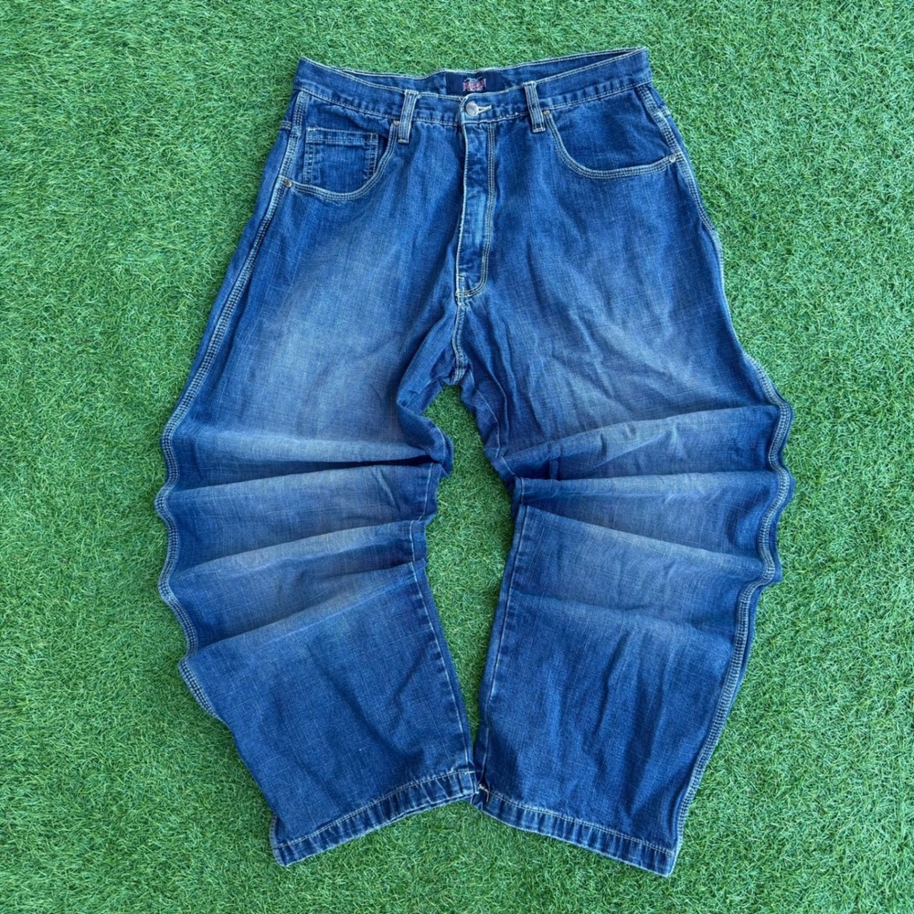 Vtg Y2K Jordan Craig Pink Wash Relaxed Fit Wide Leg Denim Mens Jeans Size 33x32